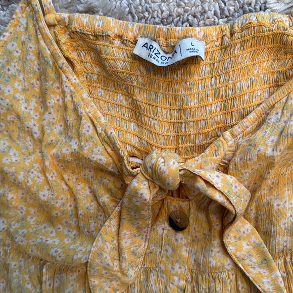 Mint condition Super cute button up, empire waist sundress. Yellow sundress L - Picture 5 of 9